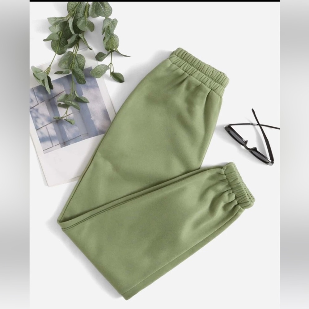 SHEIN EZwear Solid Elastic Waist Track Pants